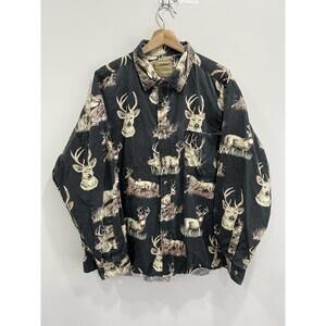 Vintage Deer Button Up Shirt Animal All Over Print hunting